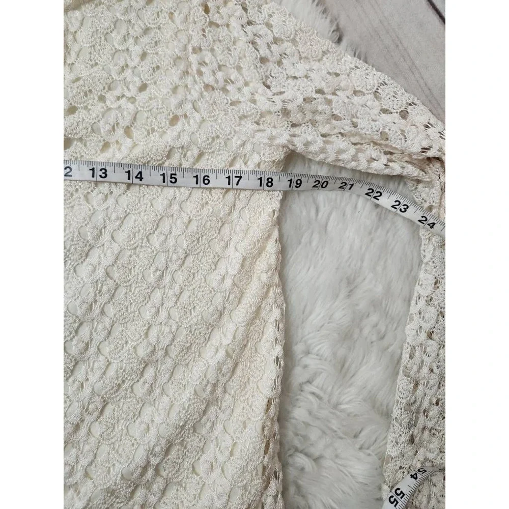 Karlie‎ Womens Hi Lo Top Off White Long Sleeve Bell Open Back Crochet USA Boho M - Picture 3 of 6
